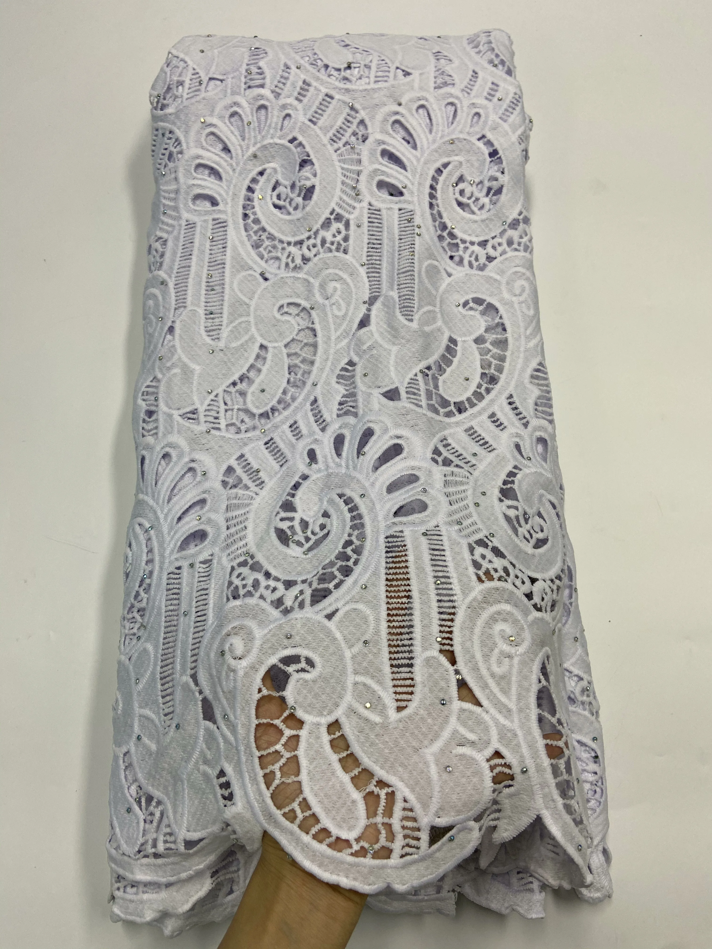 Африканский шнур гипюр кружевная ткань 2020 чистый белый водорастворимый молочный