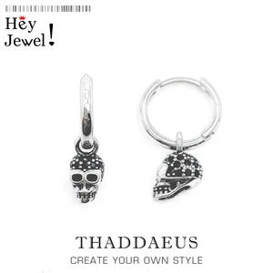 Серьги-кольца в креольском стиле с черным фианитом, хорошее ювелирное изделие в европейском стиле для женщин и мужчин, подарок из серебра 2019 пробы 925 пробы