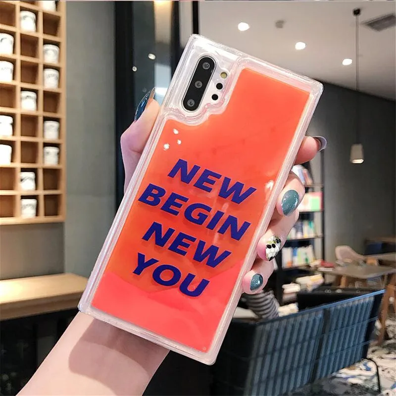 Чехол для телефона samsung Note 10 Plus 8 9 светится в темноте жидкий Блестящий песок Чехлы