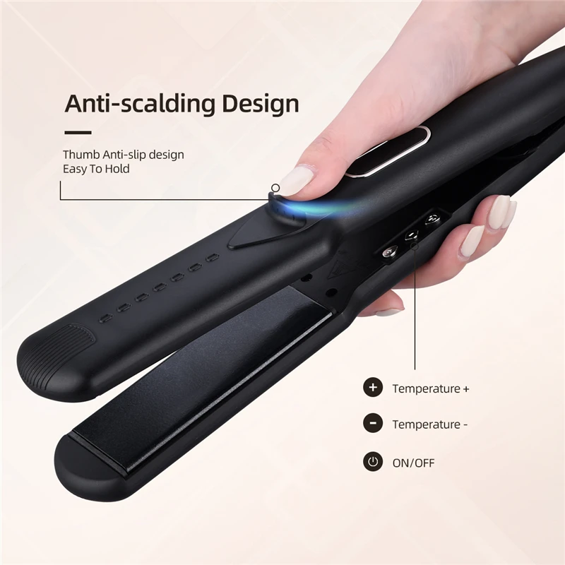 

2 In 1 Mch Heating Heating Fast Flat Iron Lcd Display Straightening Iron Temperature Adjustable Curling Iron Curly Hair Iron