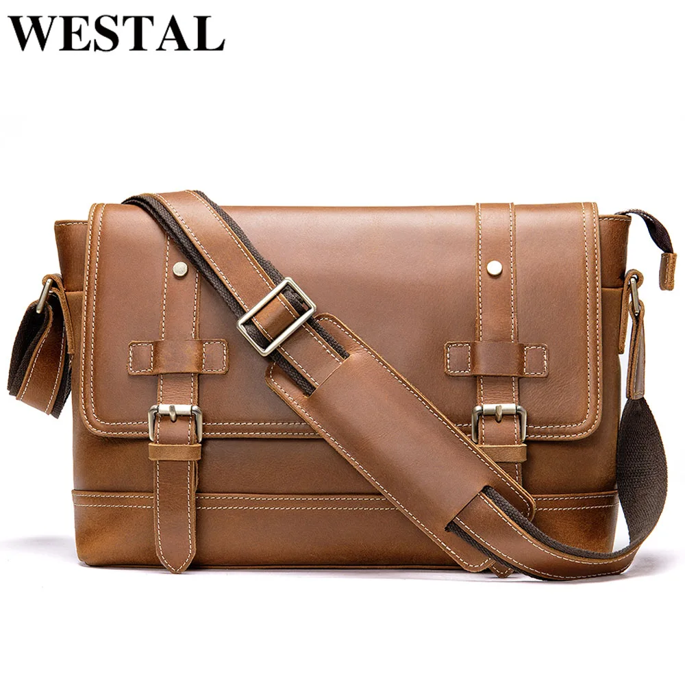 Портфель WESTAL мужской из натуральной кожи сумка мессенджер для документов