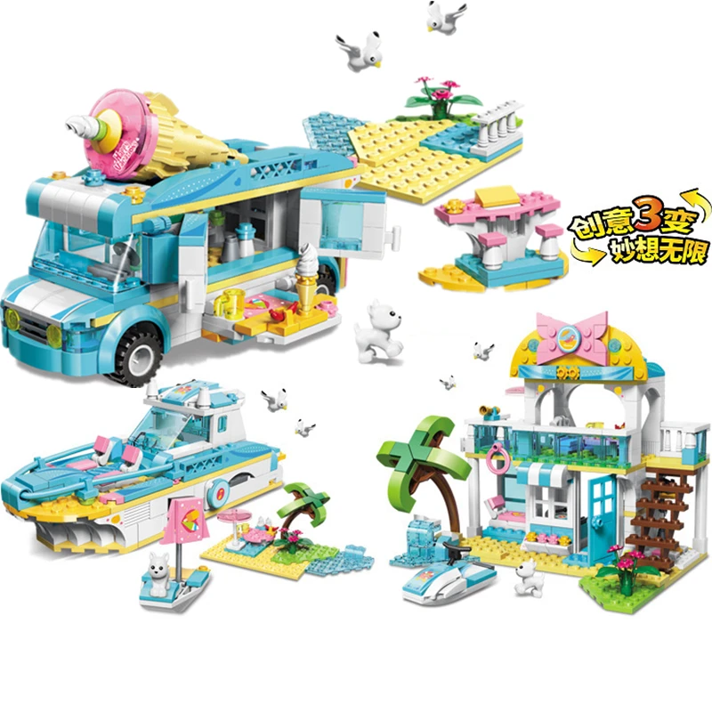 ENLIGHTEN 3 в 1 Creator Girls Princess dream House Car Dog Fighters Boat Technic fighting Building Blocks комплекты для детей |