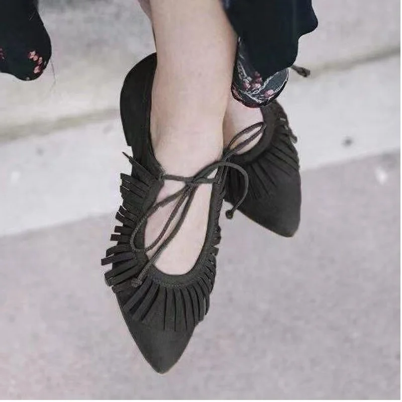 

New Fashion All-match Flat Shoes Women's Loafers Tassels Shallow Mouth Comfortable Women's Shoes