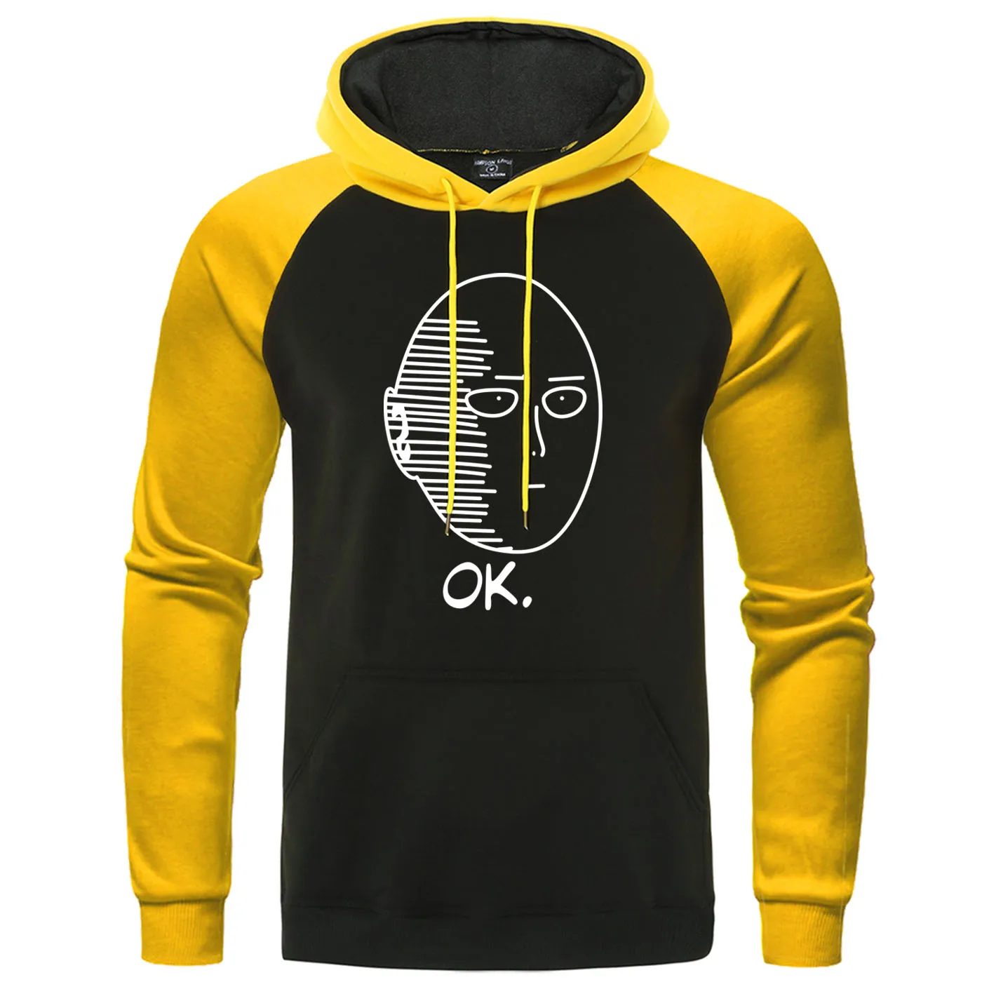 Осенняя толстовка с капюшоном реглан One Punch Man Харадзюку Сайтама Мужская Флисовая