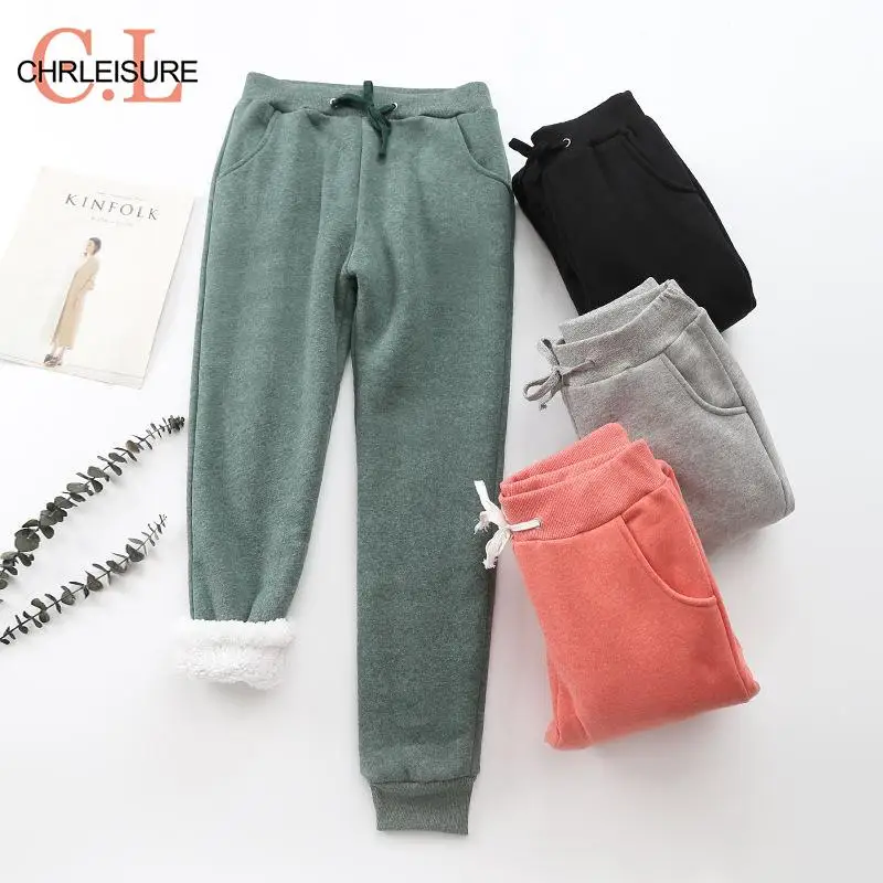 

Женские теплые леггинсы CHRLEISURE, зимние теплые кашемировые леггинсы с бархатным утеплителем, модные повседневные свободные леггинсы с прямы...