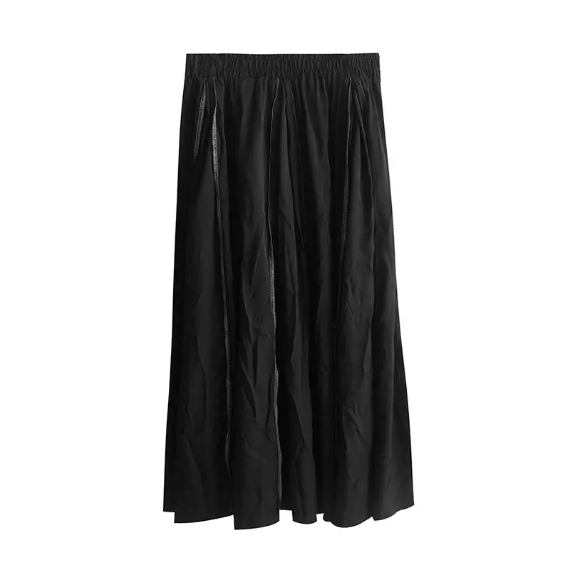 

XITAO Summer New Skirt Fashion Casual Loose Solid Color Splicing Elastic Waist Women Simplicity Temperament All-match WMD1304