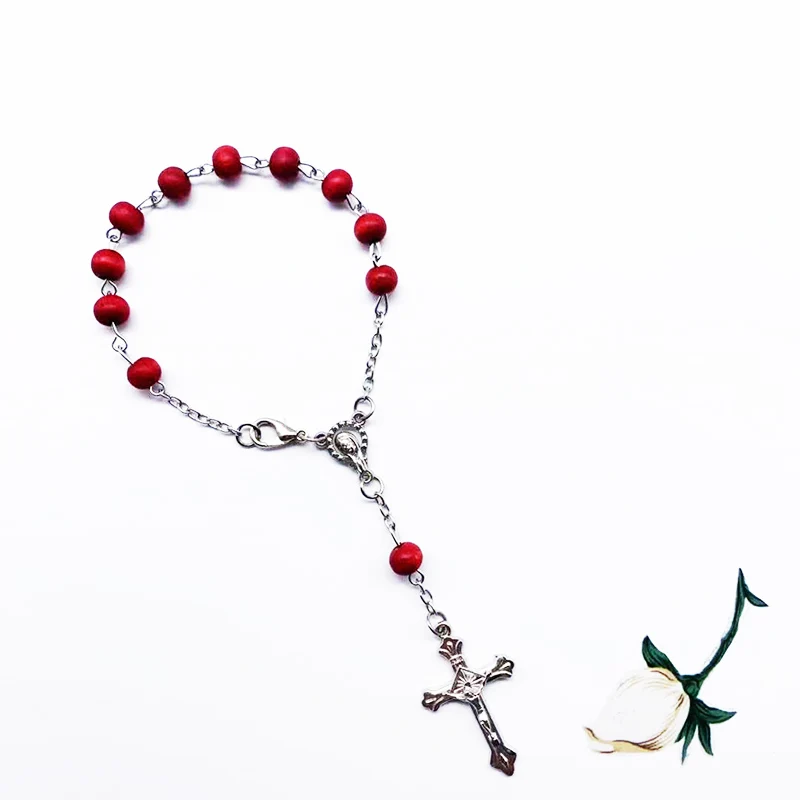 Крест Бусы ручной работы Иисуса Мэри бусы сердце икона милости Религиозный