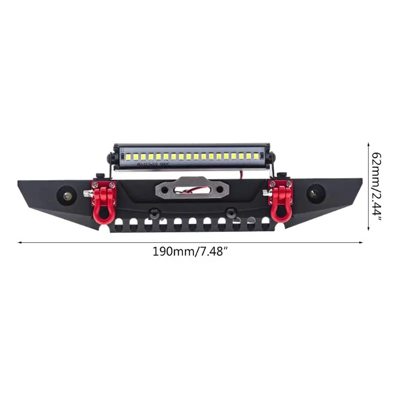 

Metal Front Bumper with LED Lights for SCX10 TRX4 90046 1/10 RC Crawler Car B36E