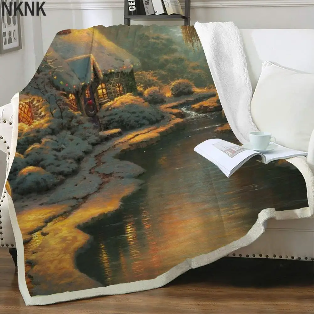 

Рождественские одеяла NKNK, новогоднее постельное белье, покрывало с 3D рисунком снеговика, покрывало для кровати, шерпа, покрывало с животным,...