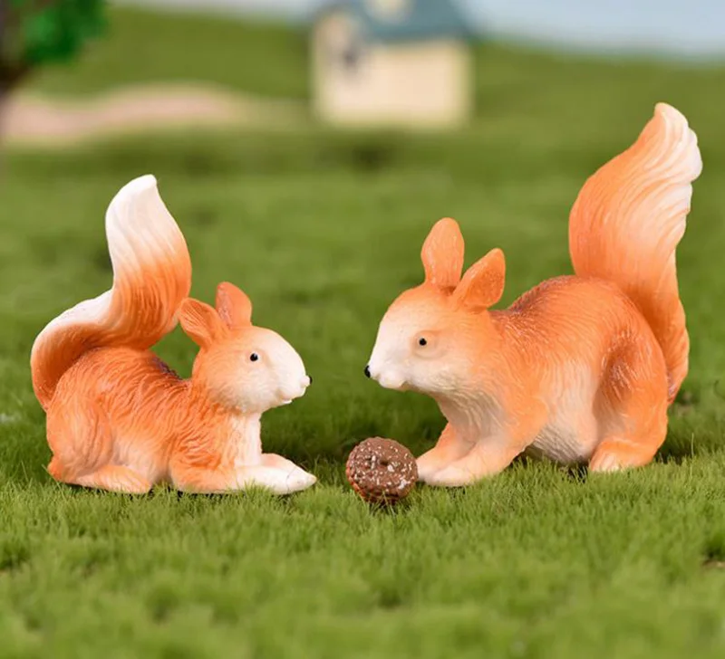 Белки смола фигурка миниатюрные Животные украшения DIY Фея Сад бонсай Декор мох