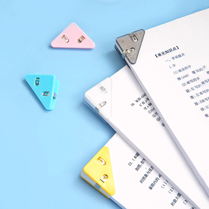 5pcs Mini Color Corner Clips Set Triangle Transparent Page Holder Index Memo Clamp Clip for About 40 Sheets Office School F666