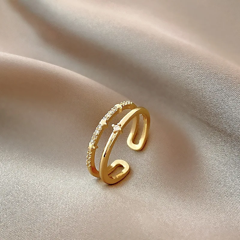 MrZMsZ регулируемое Двухслойное Открытое кольцо для девочек подростков 2021 модная