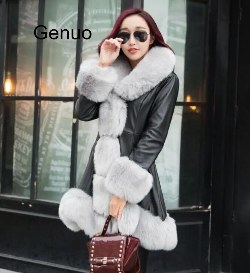 

Hot Sale Winter Women's Faux Fur High Quality Faux Sheepskin Coats Keep Warm With Fur Fox Collars Slim Female Furs Plus Size