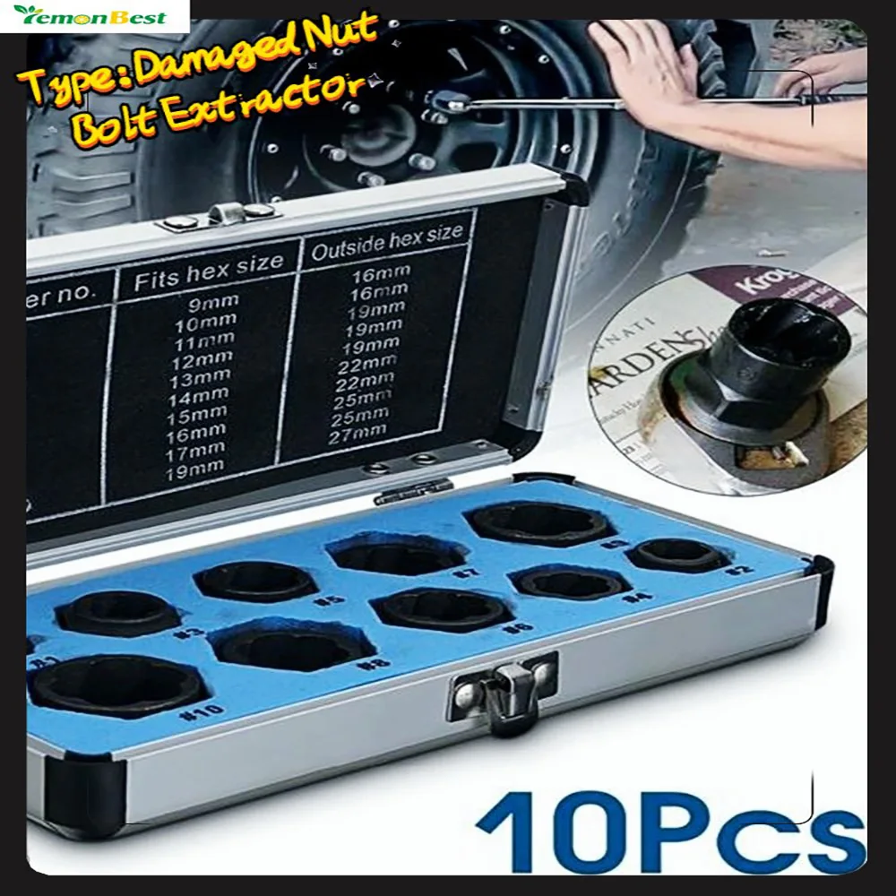 10 шт. инструменты для удаления поврежденных болтов и гаек экстрактор |