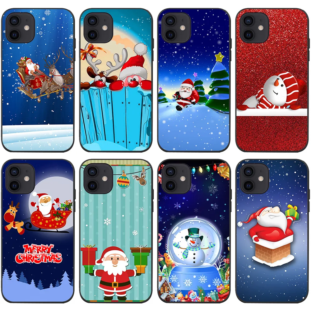 

Christmas Santa New Year Snowman Soft Case for iPhone13 12 11 Pro Max XR XS Max 7 8Plus X Protective Phone Back Cover