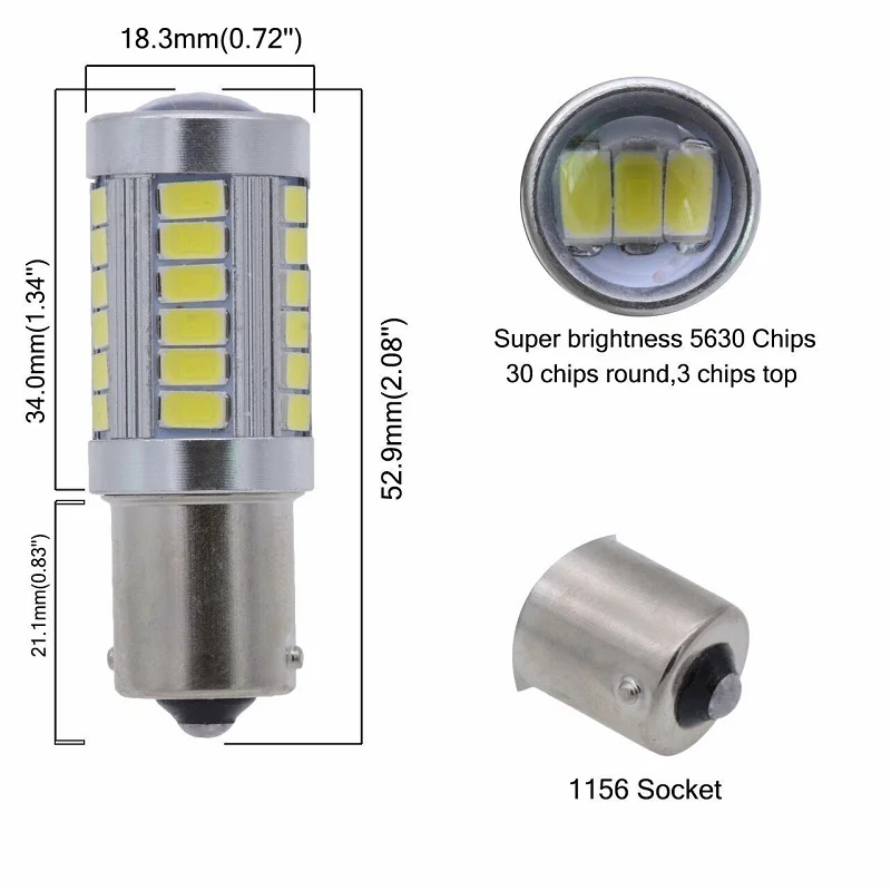 50 шт. 1157 BAY 15D стробоскопическая вспышка 33 SMD 5630 LED P21W 1156 BA15S BAU15S задняя фонарь |