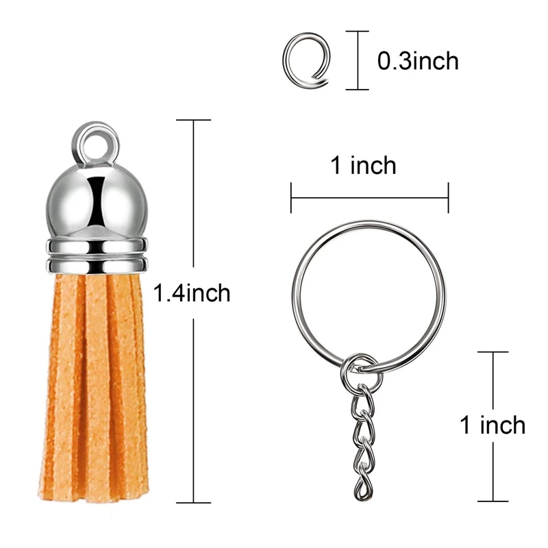 Make Keychain Kit Leather Tassels Bulk with Silver Key Chain Rings and Jump for DIY Tassel Cr |