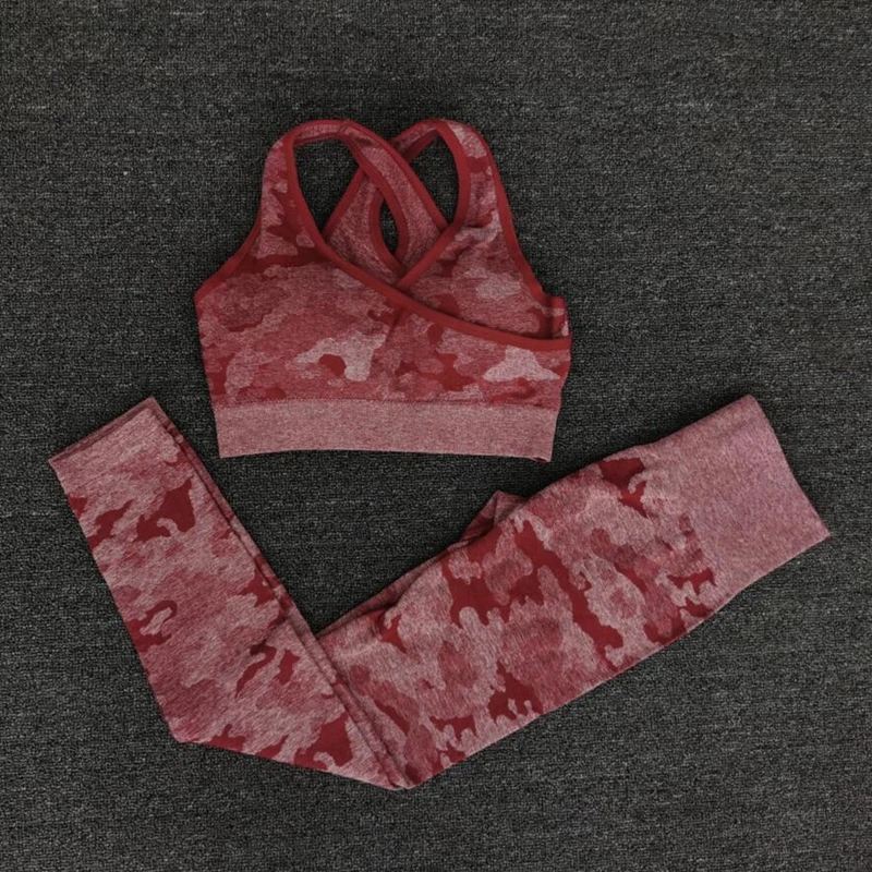

Camo Yoga Set Women Seamless Camouflage Tops/Pants Fitness Sports Bra High Waist GYM leggings Camo Fitness Suits Workout Sets