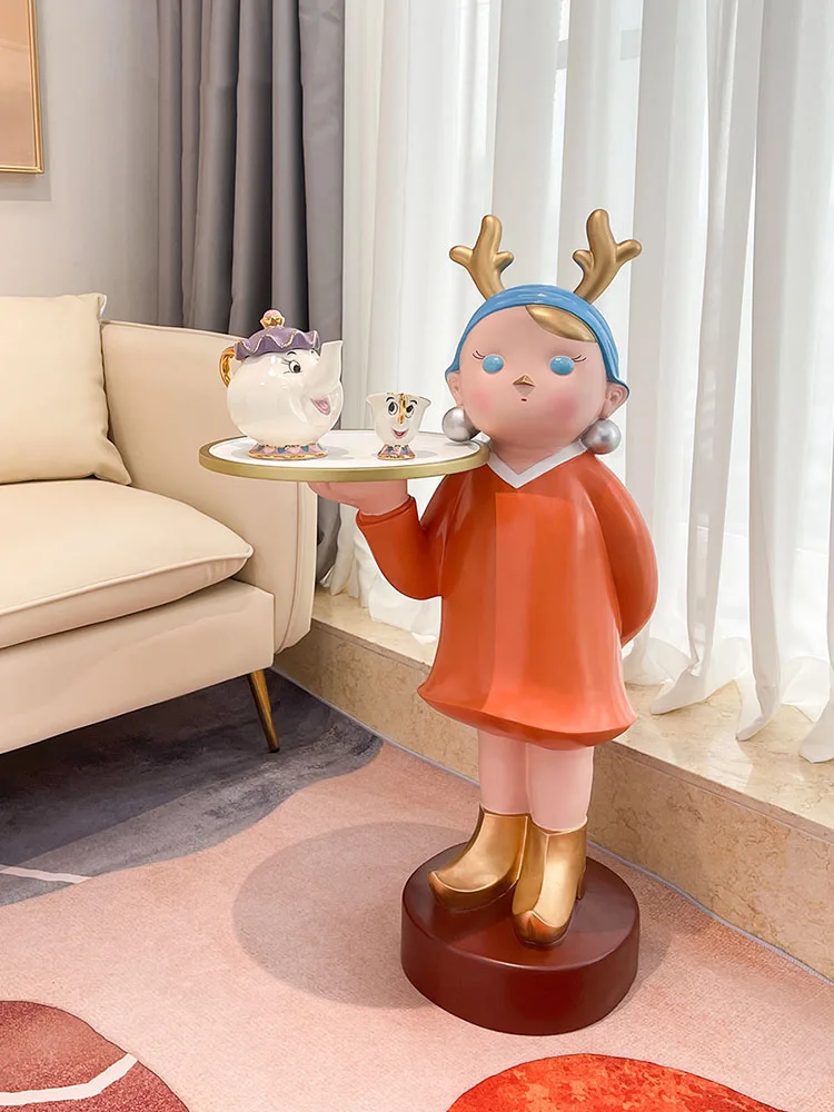 

Nordic Home Decor Creative Oil Painting Girl Large Landing Tray Statue Ornaments Home Living Room Decorations Figurines Interior
