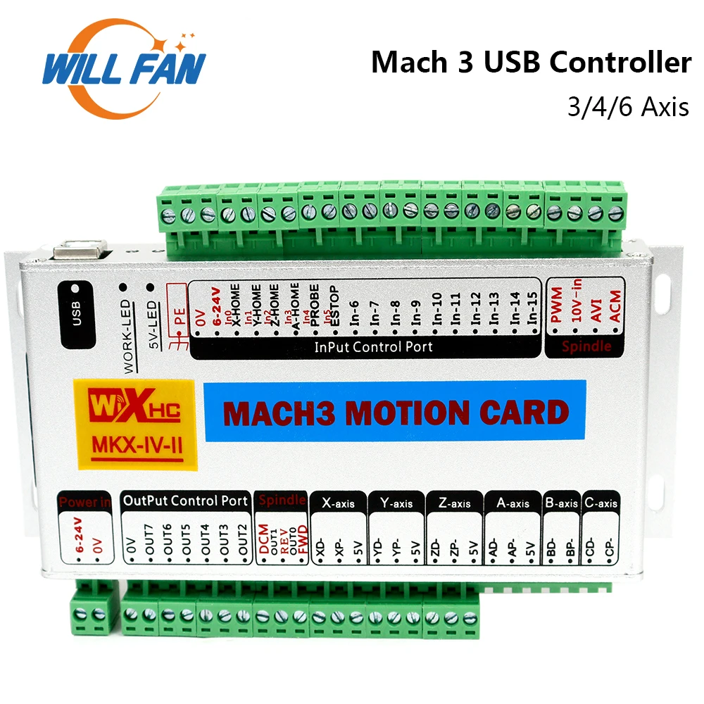 Will Fan XHC Ethernet Mach3 Board 3 4 6 Axis Motion Control Card 2MHz USB Port Support Windows 7 10 For CNC Router Machine | Инструменты