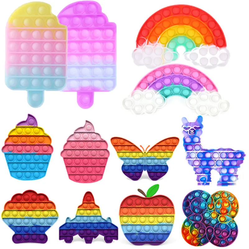 

Push Bubble Fidget Sensory Toys Ice Cream Tabletop Squeeze Toys Funny Silicone Autism Antistress Toys for Children Adult