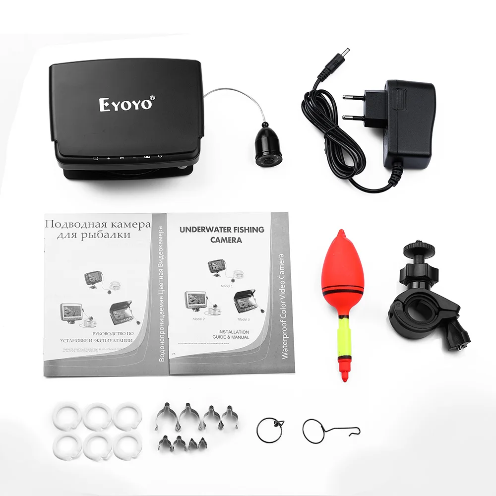 Eyoyo EF43A 20M 1000TVL Fish Finder Underwater Ice Fishing Camera 4.3&quot LCD Monitor 8PCS LED Night Vision For | Спорт и