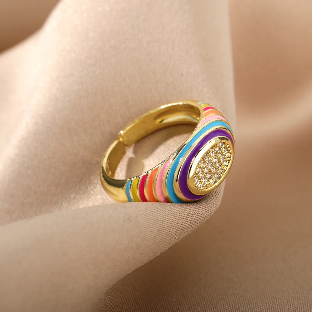 Милые обручальные кольца с радугой капающим маслом для женщин винтажное