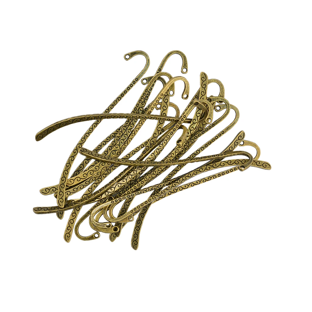 

20 Pieces Bronze Beading Line Pattern Bookmarks with Hole for DIY Making