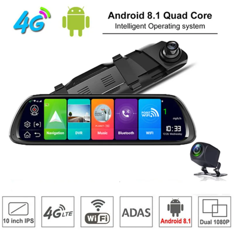 Новейшая 10 &quotАвтомобильная камера с зеркалом заднего вида 4G Android 8 1