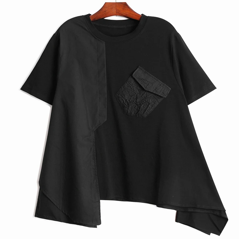 

VANOVICH Short-sleeved T-shirt Women's 2021 Summer New Fashion Casual Wild Cotton Ladies T Shirts Asymmetric Women Clothing Tops