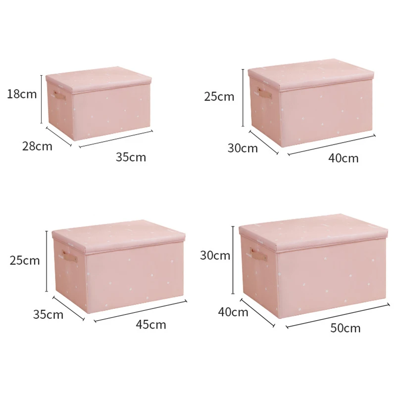 

Clothes Storage Box Foldable Silken Sundries Organizer Toys Snack Scarf Socks Storage bin with Lids Home Organizer Supplies