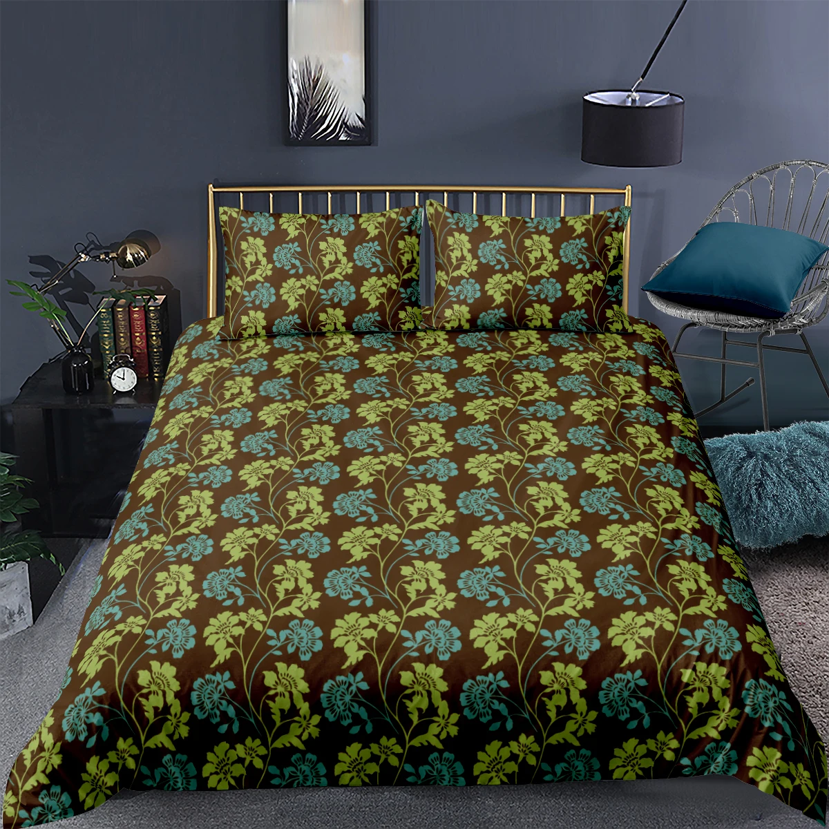 

3D Duvet Cover Sets Bedding Sets Bedding Bag Pillow Shams King Queen Full Double Size Yellow Flowers Blue Flowers Home Texitle