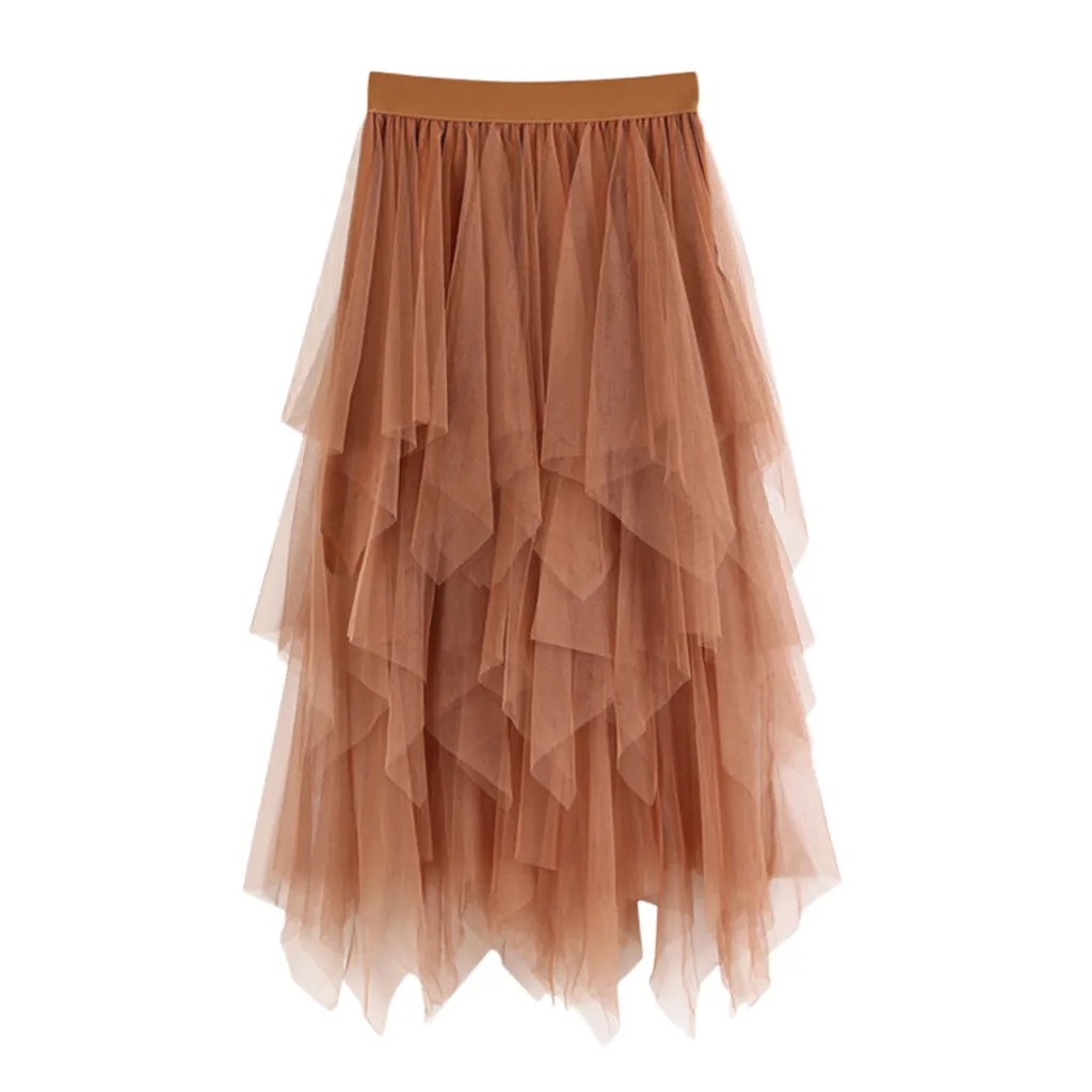 

Casual Womens Comfortable Tulle High Waist Pleated Tutu Skirt Ladies Midi Skirt