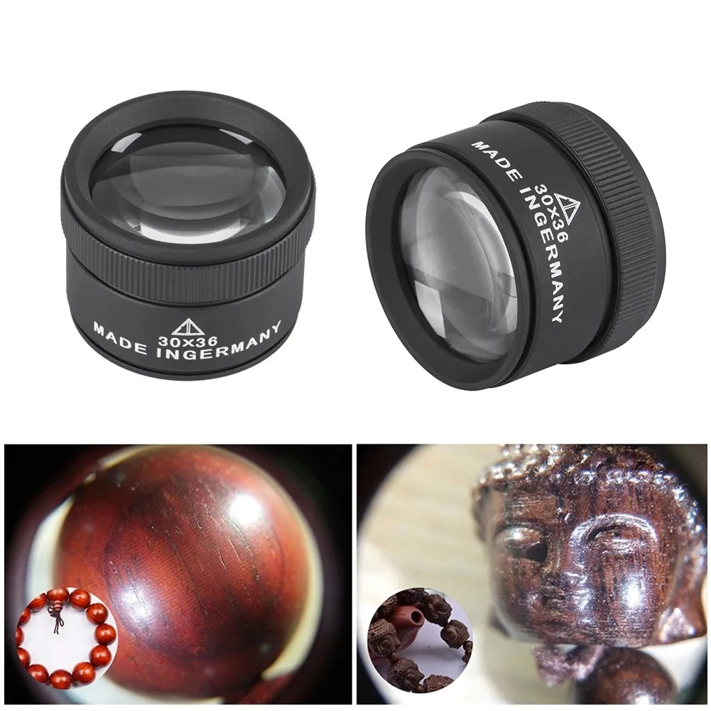

30X 36mm HD Magnifying Glass Eye Loupe Optical Glass Magnifier Mini Handheld Identification Magnifier