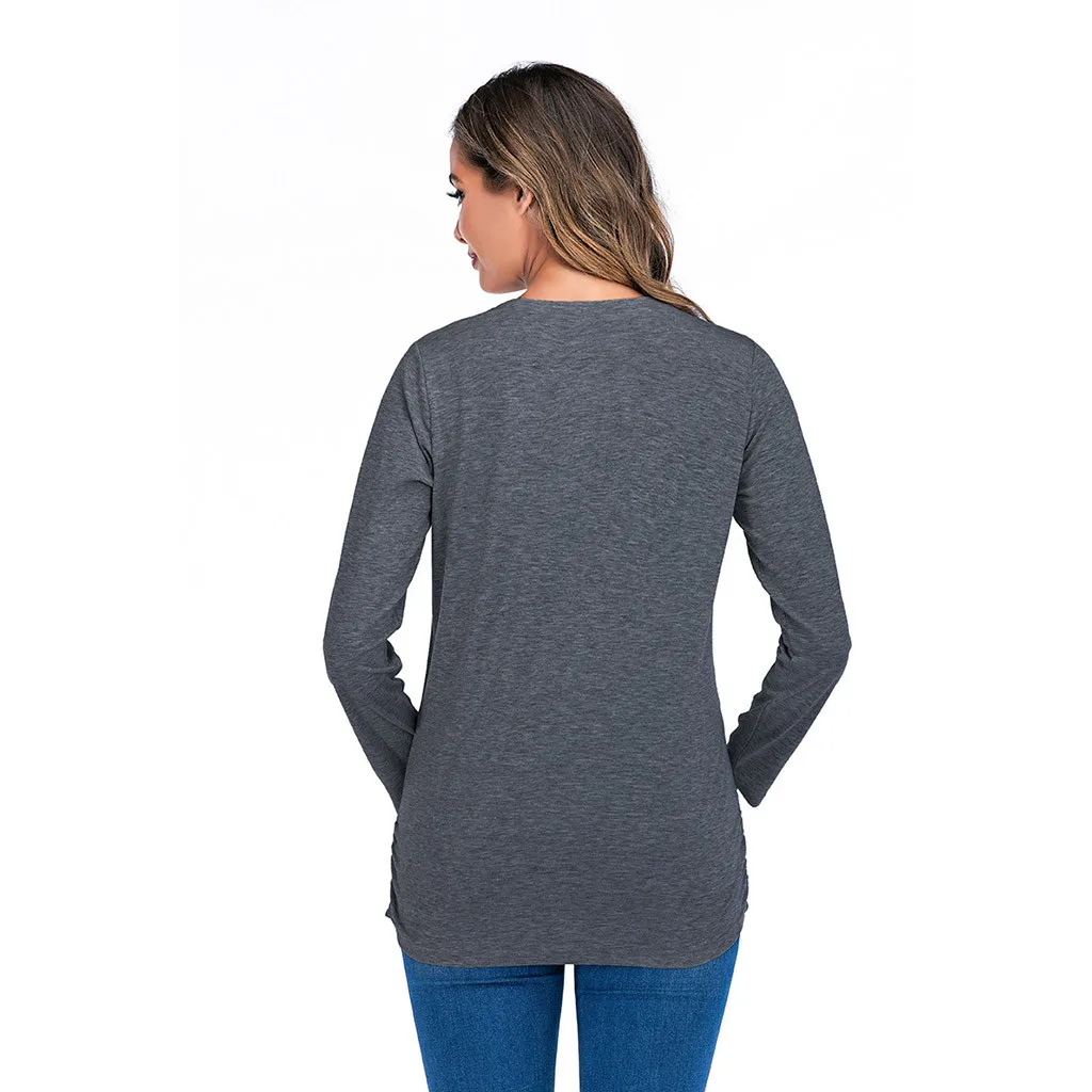 maternity clothes Long Sleeve pregnant Nursing top blouse breastfeeding pregnancy loose solid for women ZJ | Мать и ребенок