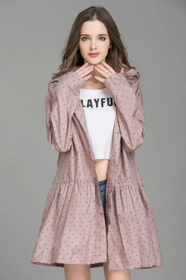 Новинка 2019 модный Женский легкий дождевик с капюшоном платье куртка пальто