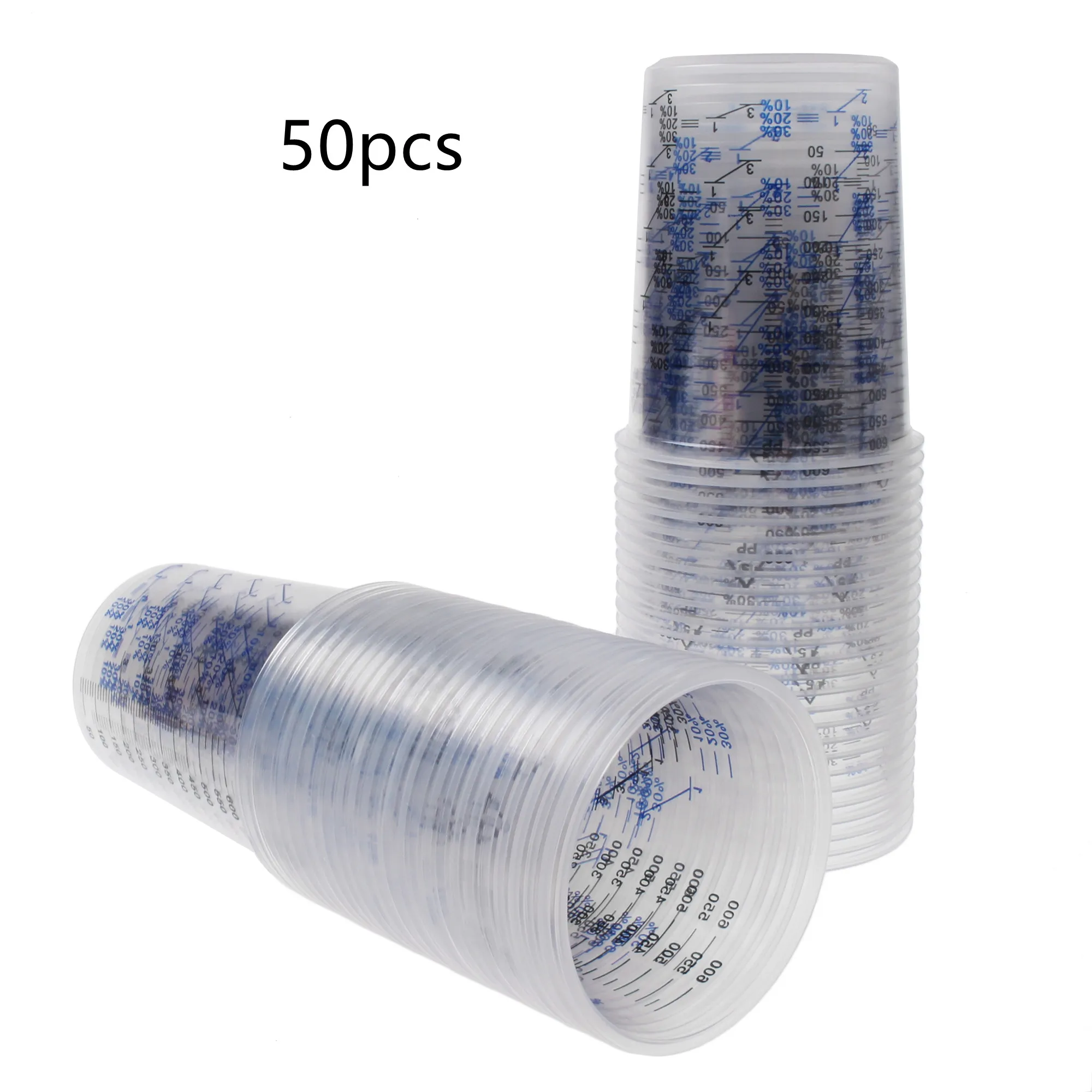 

50pcs Disposable Clear Graduated Plastic Mixing Cups For Paint Uv Resin Epoxy Jewelry Accessories Making Tools Handmade 600ml