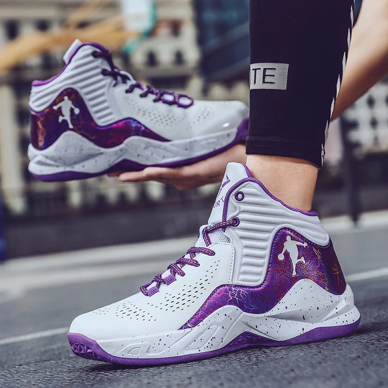 Men Basketball Shoes Breathable Basketball Sneakers Women Sport Shoes Air Cushion Training High Top Sneakers Kids Athletic Boots