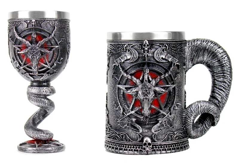 200 600 мл креативный Кубок буйвола из нержавеющей стали с ручкой овечья голова