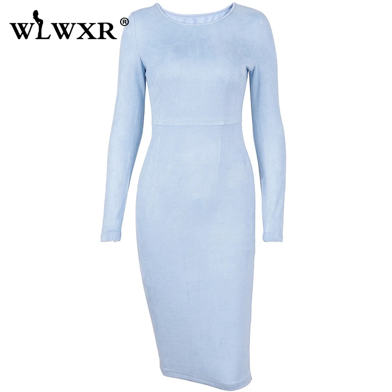 WLWXR осень зима элегантный пикантный облегающий платье с длинными рукавами и