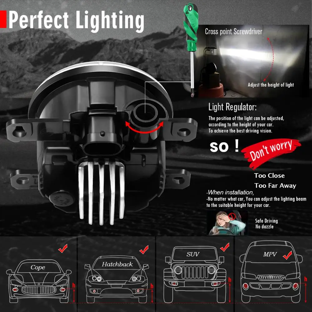 Fog Light Assembly For Peugeot 2008 2013-2018 Car Driver + Passenger Side LED Lens Lamp Daytime Running 30W 8000LM 12V | Автомобили и