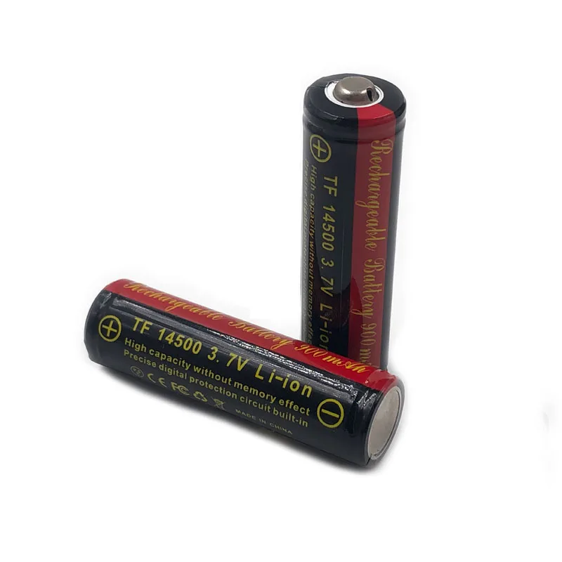 

2pcs/lot TrustFire 14500 AA 900mAh 3.7V Battery Rechargeable Protected Lithium Batteries Cell with PCB For Flashlights Torches