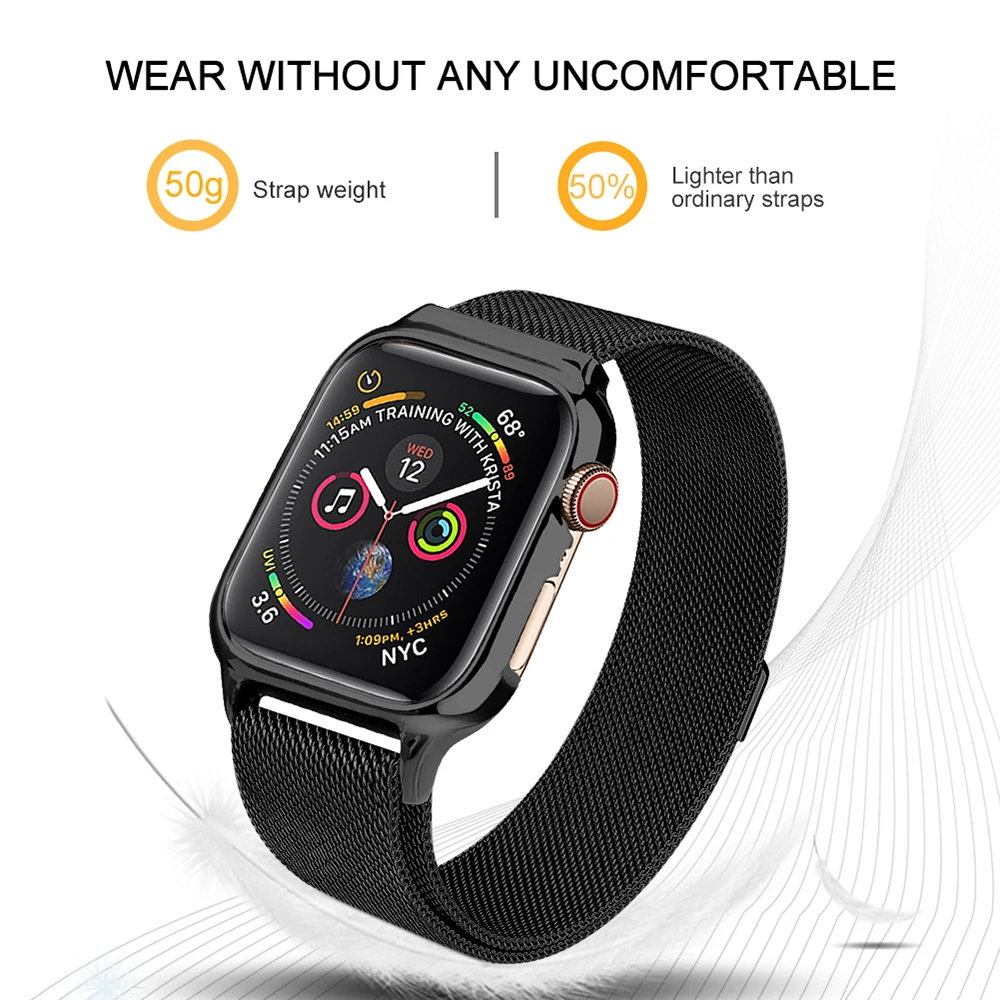 Mlianese Loop чехол+ ремешок для Apple Watch 3 2 1 ремешок 42 мм 38 мм металлическая крышка Iwatch 5 4 ремешок 44 мм 40 мм браслет аксессуары для часов