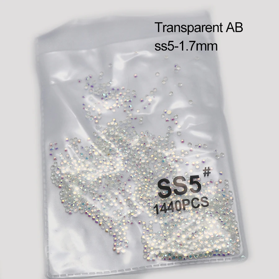 ss5 transparent AB 1440 шт стеклянные 3D Стразы для дизайна ногтей драгоценные камни для украшения ногтей хрустальные стразы AB Камни SS3-SS10 - Цвет: ss5 transparent AB