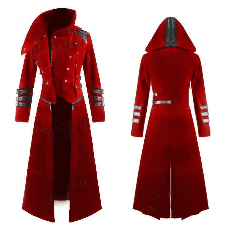 

New Scorpion Mens Coat Long Jacket Gothic Steampunk Hooded Trench Medieval Cosplay costume halloween plus 5xl Adult Women Men