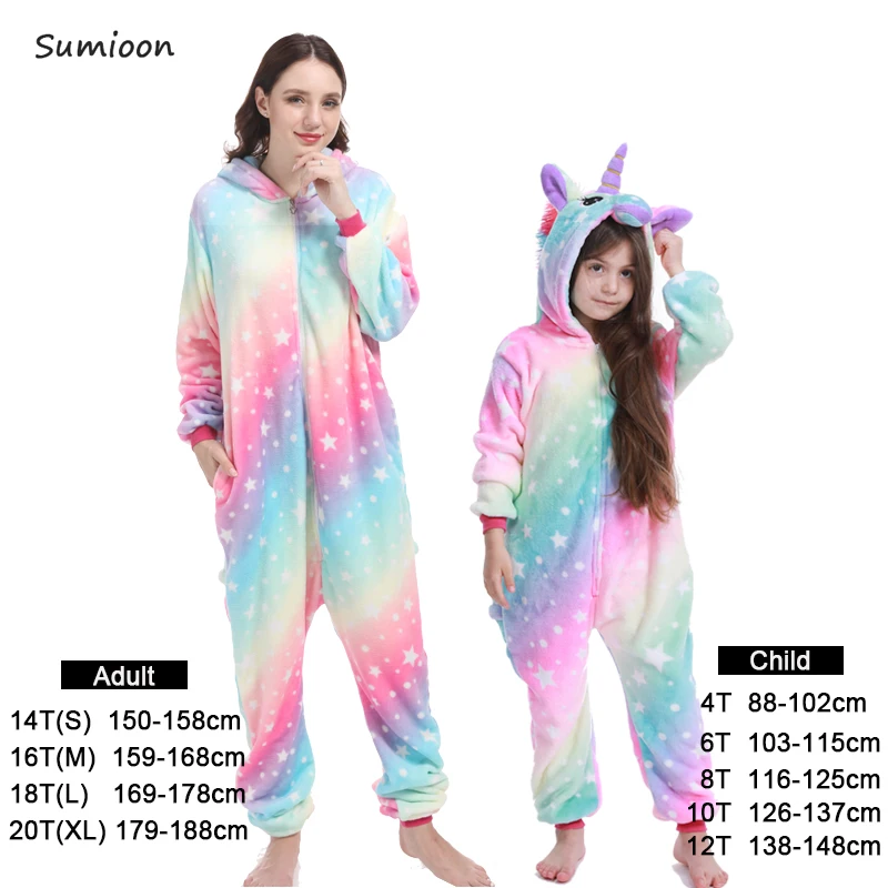 Pink star unicorn Кигуруми пижамы единорог дети животных единорог пижамы для мальчиков девочек костюм детские пижамы детские комбинезоны зимние женские пижамы - Цвет: Pink star unicorn