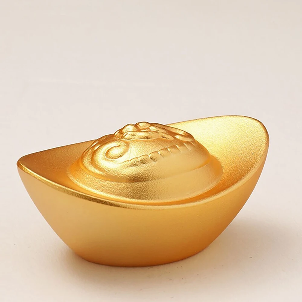 

Chinese Ancient Golden Ingot Fortune Wealth Auspicious Lucky Money Copper Mascot Home Decoration Housewarming Shop Opening Gifts