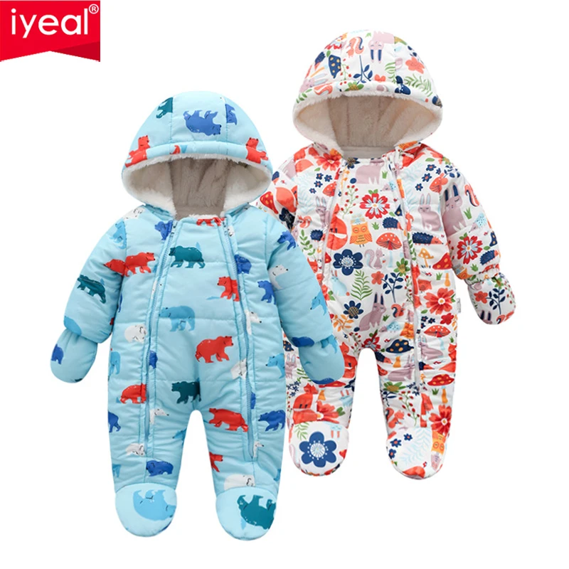 Новинка детские комбинезоны IYEAL хлопковый теплый флисовый комбинезон для