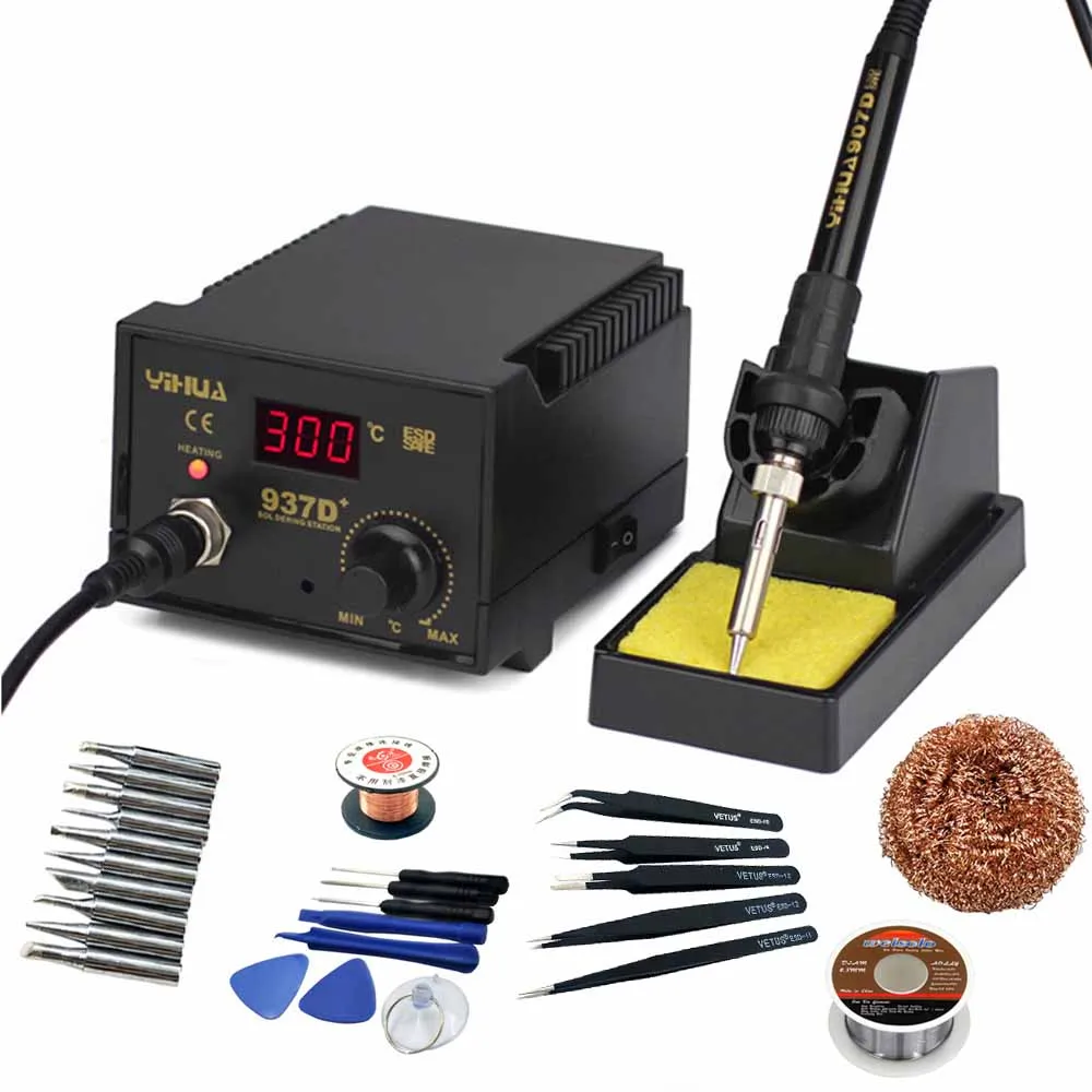 Package 1 YIHUA 937D+ паяльник станция сварочный инструмент 110 В/220 В 60 Вт постоянная температура Антистатическая паяльная станция паяльник инструмент - Цвет: Package 1
