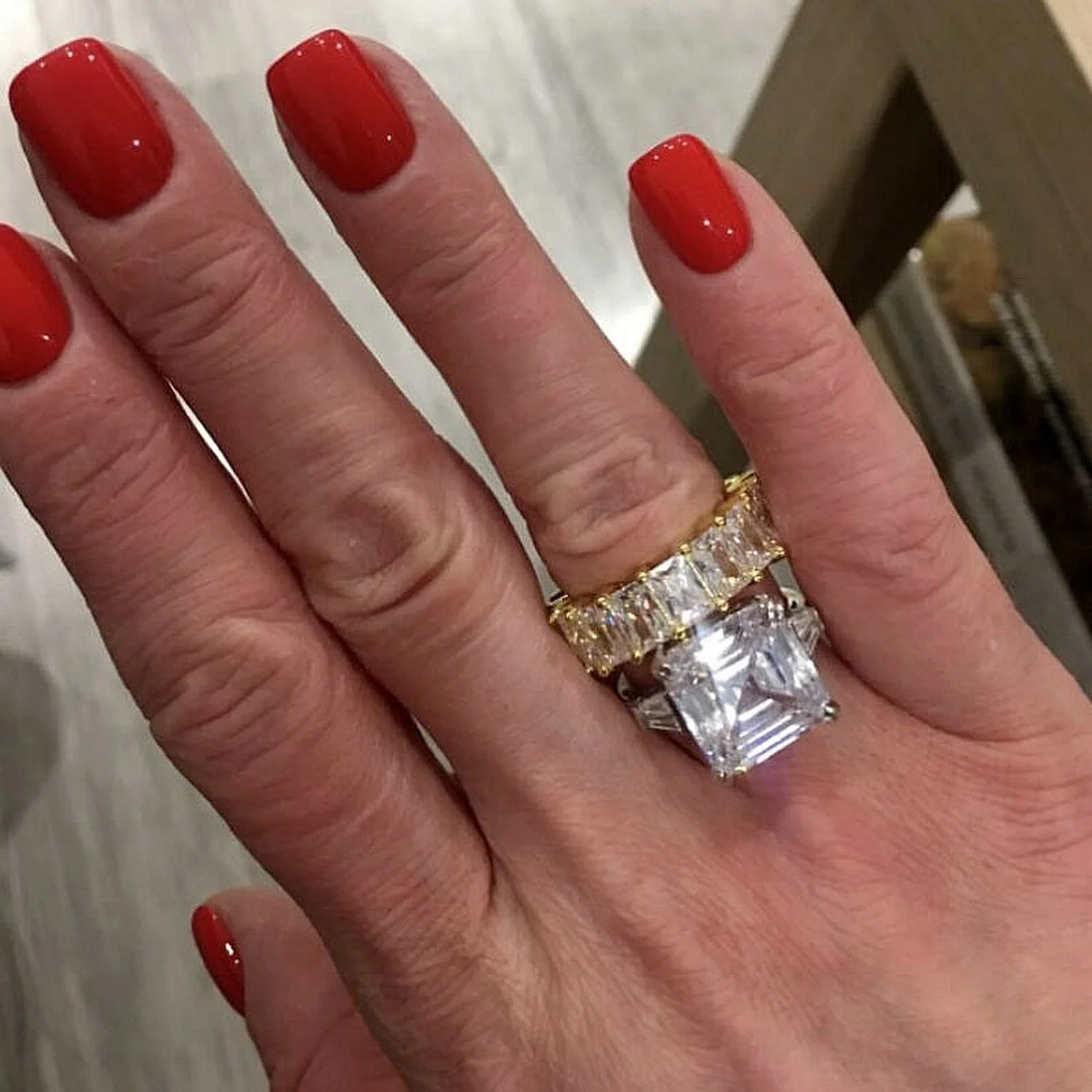 Роскошное кольцо обещания из стерлингового серебра 925 пробы Asscher cut 6ct AAAA фианит